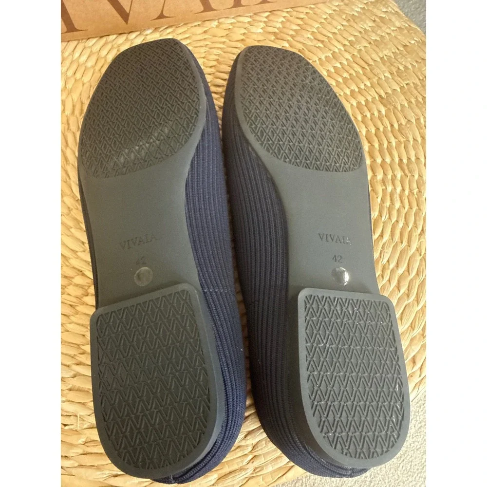 VIVAIA Navy Square Toe Knit Flats Comfortable Lightweight NEW EU/42W US/10.5W‎